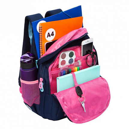 Рюкзак GRIZZLY школьный, анатомическая спинка, 3 отделения, для девочек, "COOL 2DAY", 40х27х20 см, RG-561-1/3