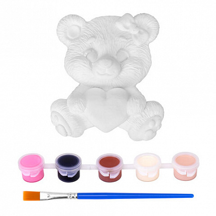 Фигурка-раскраска из гипса "С открыткой", с красками и кистью, ассорти, BRAUBERG KIDS, 666011