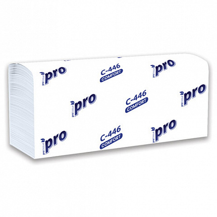 Полотенца бумажные 200 шт, PROtissue (H2) PREMIUM, 1-сл, белые, КОМПЛЕКТ 28 пач,24х21,5, Z-слож,С446