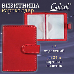 Визитница/кредитница однорядная GALANT "Ritter", на 24 карты, под гладкую кожу, застежка, бордовая, 235399