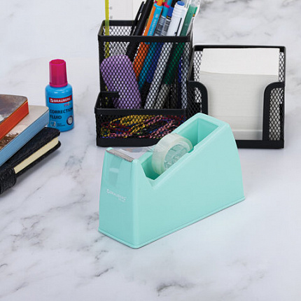 Диспенсер для клейкой ленты шириной до 26 мм, МЯТНЫЙ (лента в подарок!), утяжеленный большой, BRAUBERG, 701461