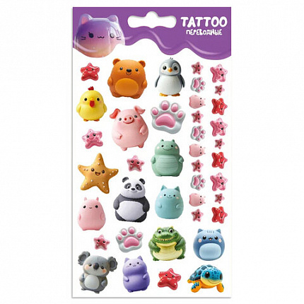 Наклейки-тату переводные АССОРТИ, ЦВЕТНЫЕ, 11х20 см, PRIORITY