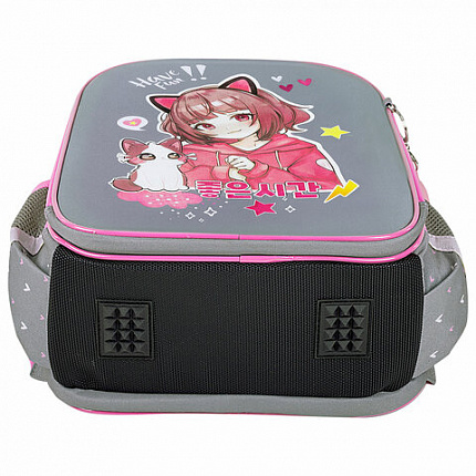 Ранец BRAUBERG QUADRO, 3 отделения, с брелоком, "Anime friends", 37х28х18 см, 272022