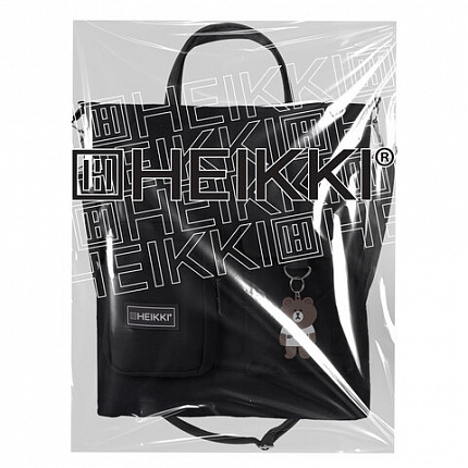 Сумка шоппер HEIKKI EQUIP (ХЕЙКИ), канвас, карманы, 38х35 см, черный, 272441