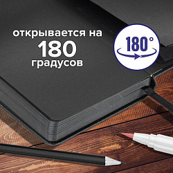 Скетчбук, черная бумага 140 г/м2, 210х297 мм, 80 л., КОЖЗАМ, резинка, карман, BRAUBERG ART CLASSIC, черный, 113206