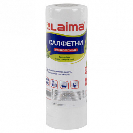 Салфетки универсальные в рулоне 30 шт., 25х30 см, вискоза (спанлейс), 45 г/м2, LAIMA, 601565