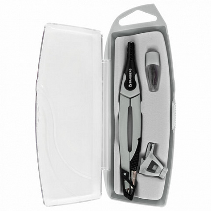 Готовальня BRAUBERG ULTRA, 4 предмета: циркуль 135 мм, запасные грифели, насадка, графитовый цвет, 210821