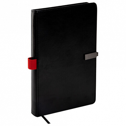 Ежедневник недатированный А5 148x218 мм, BRAUBERG "Inspiration", под кожу, застежка, цветной срез, 160 листов, черный, 118648