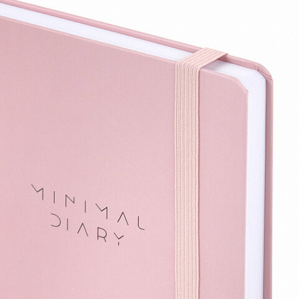 Ежедневник недатированный с резинкой А5 145х203 мм, BRAUBERG, твердый, 160 л., "Minimal", розовый, 116301