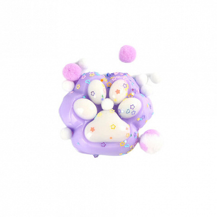 Игрушка-антистресс "ДВУХЦВЕТНАЯ КОШАЧЬЯ ЛАПКА С ПОМПОНАМИ", 7х6 см, ассорти 4 вида, дисплей, JOLLY JOT (ДЖОЛЛИ ДЖОТ), 665768