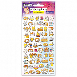 Наклейки объемные зефирные и гелевые 17,5х9,5 см, ассорти 12 видов, FUNSTER (ФАНСТЕР), 666677
