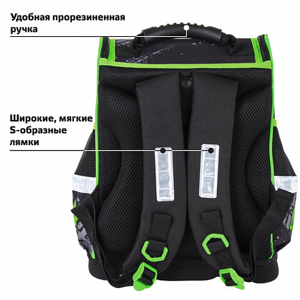 Ранец ЮНЛАНДИЯ WISE, 1 отделение, 3 кармана, устойчивое дно, "Offroad", 37х29х15 см, 228814