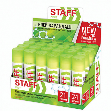 Клей-карандаш УСИЛЕННЫЙ STAFF Profit, 21 г, PVP-основа, 228662