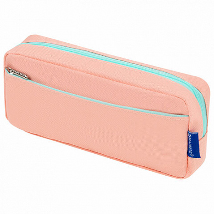 Пенал мягкий BRAUBERG PASTEL, 2 отделения, персиковый, 21х9,5х5 см, 272274